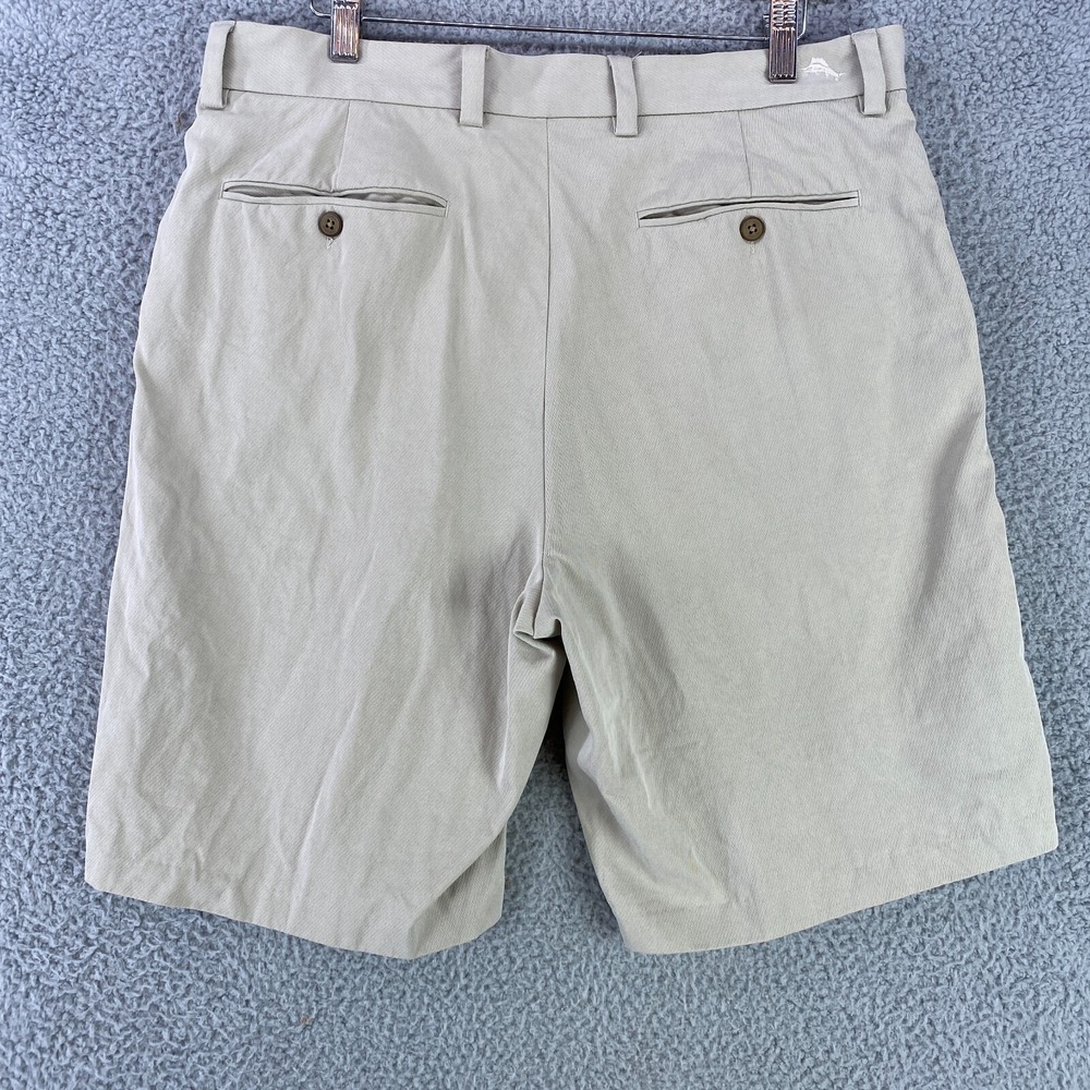 Tommy Bahama Shorts‎ Men's 33x10  Beige Stretch Realx Beach Aloha Cotton Silk